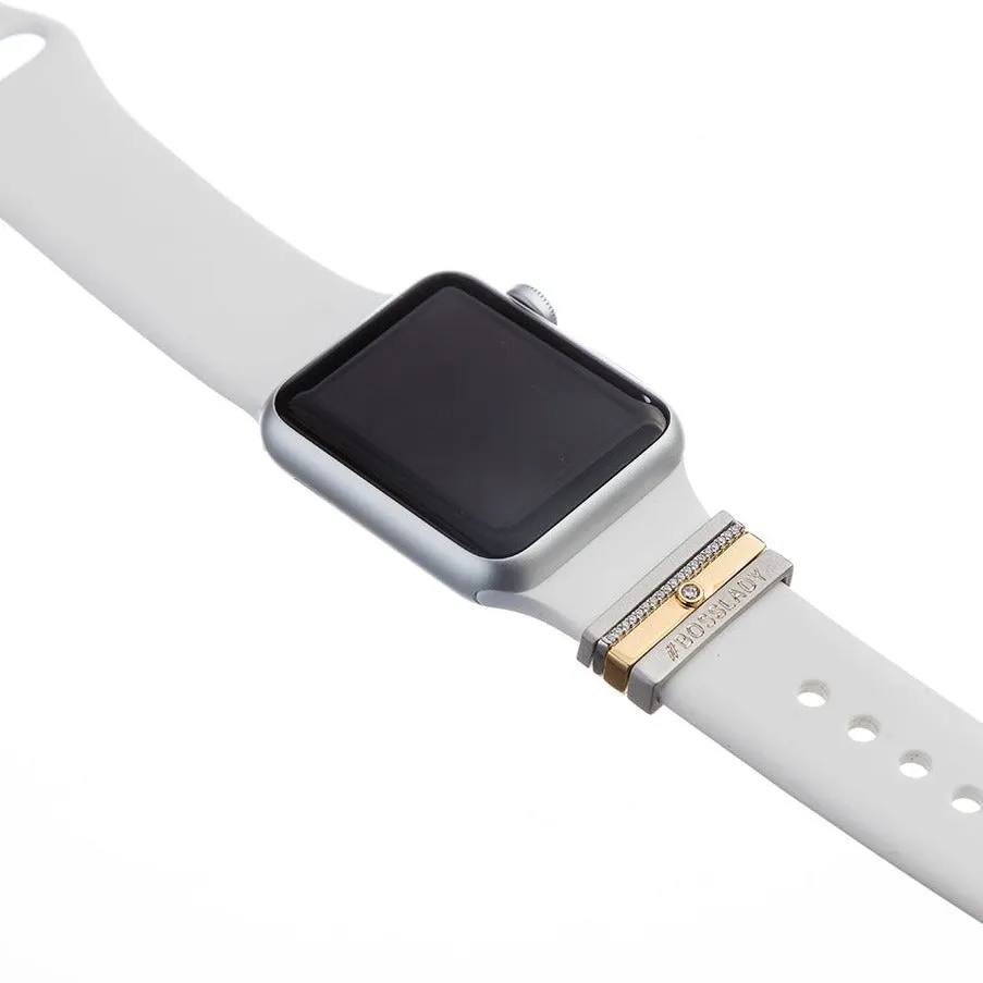 engravable silver glam stack™ • Apple Watch & Fitbit band accessory