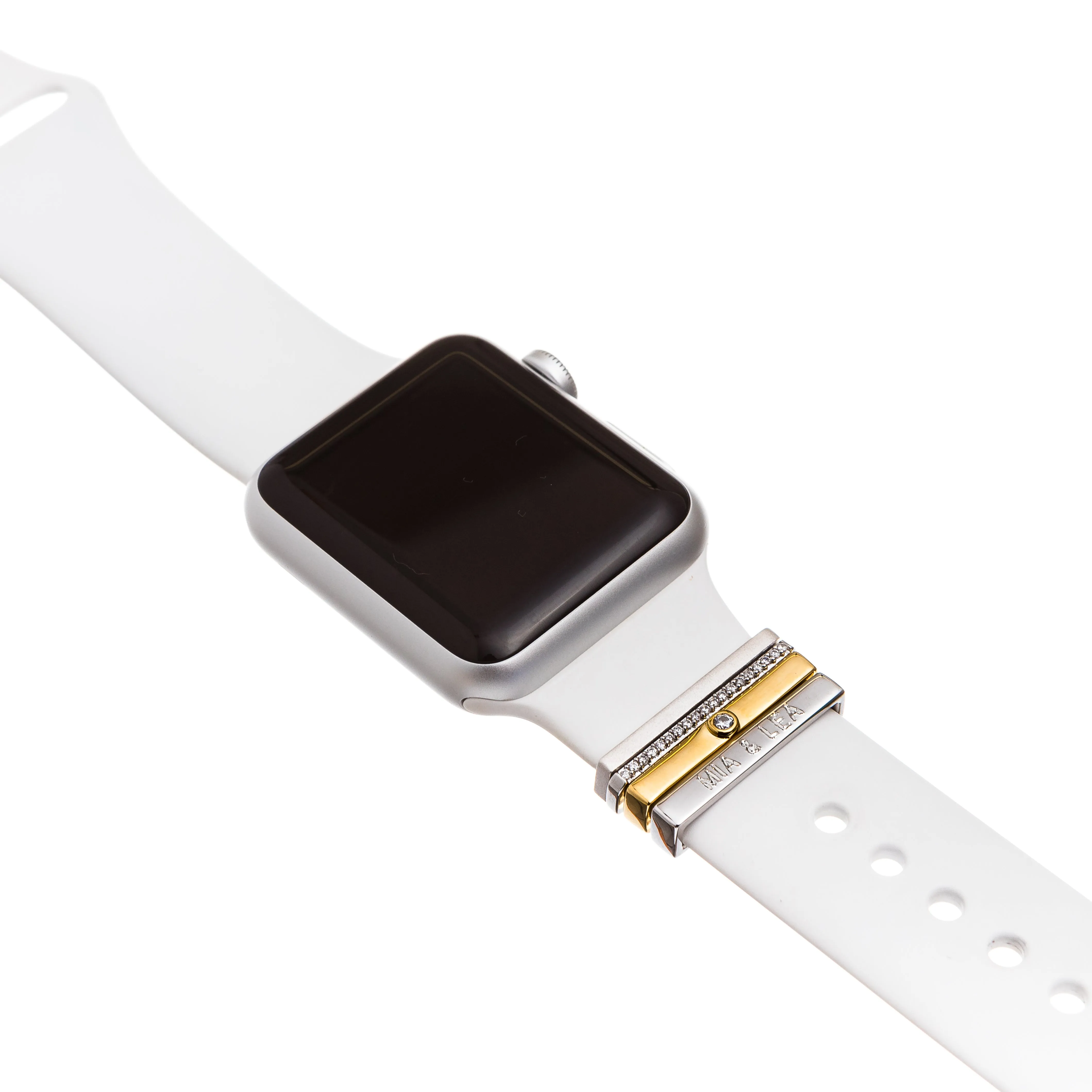 engravable silver glam stack™ • Apple Watch & Fitbit band accessory