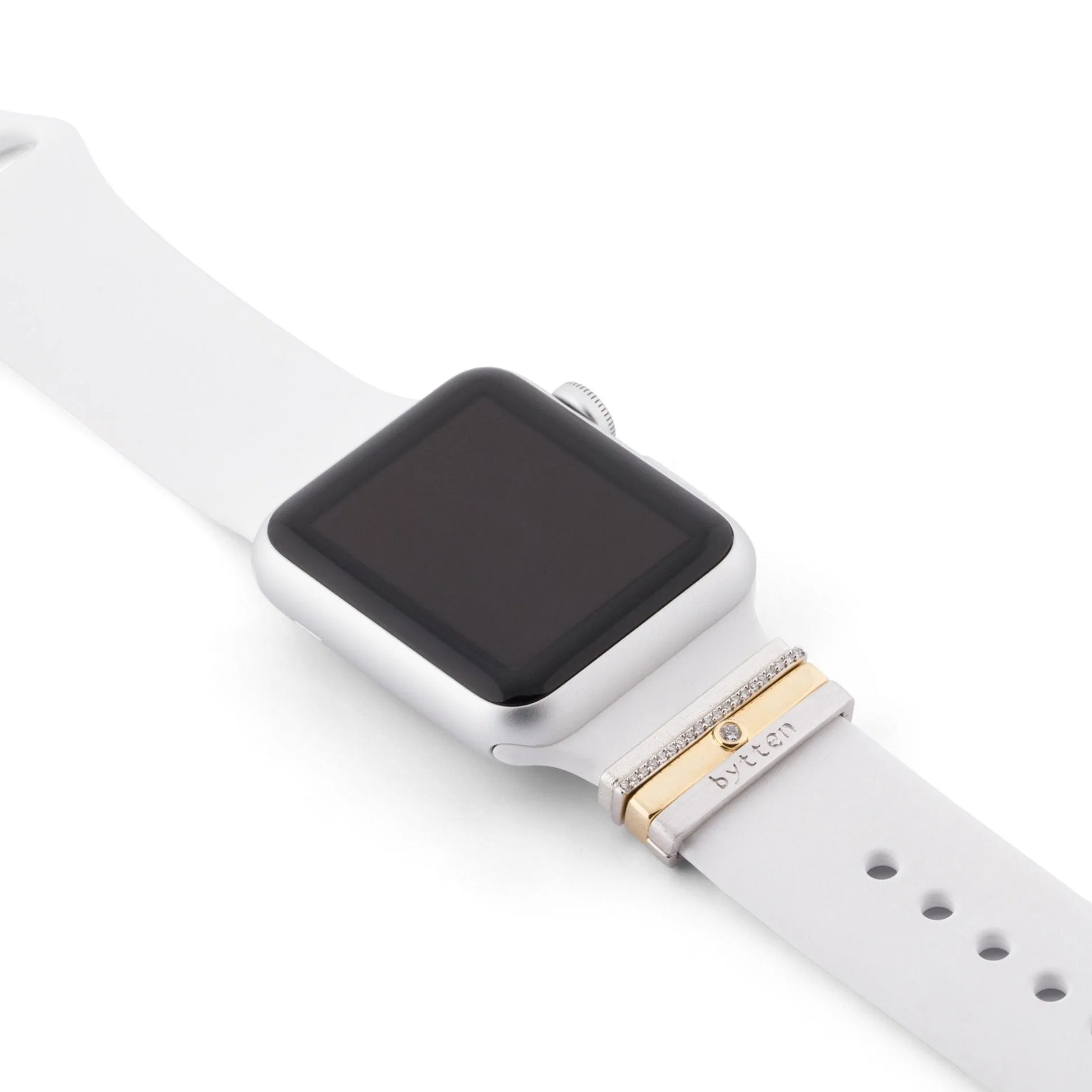 engravable silver glam stack™ • Apple Watch & Fitbit band accessory