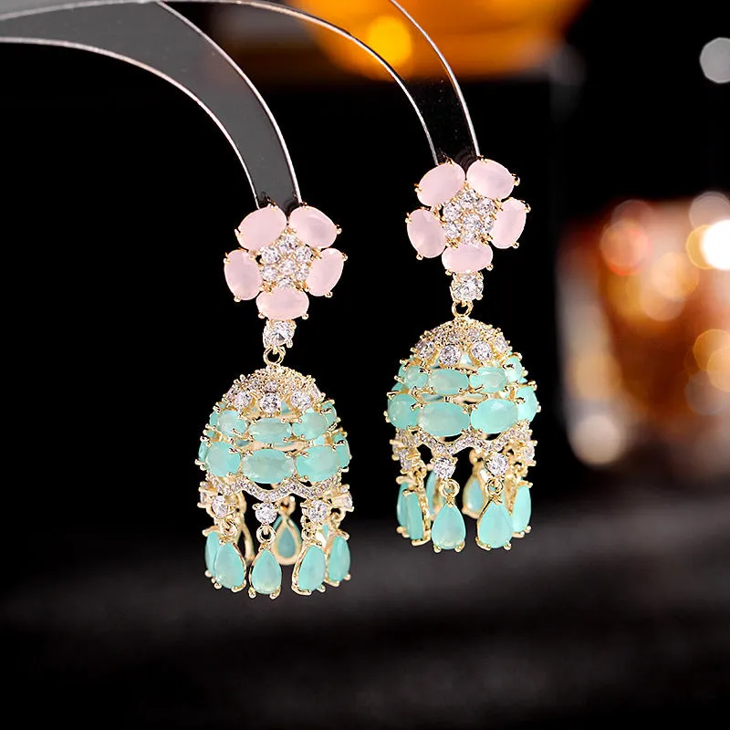 Ethnic style creative luxury palace style banquet tassel wind chime earrings