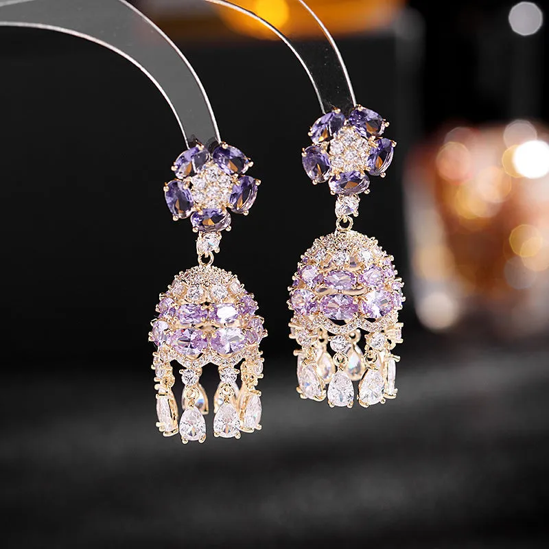 Ethnic style creative luxury palace style banquet tassel wind chime earrings