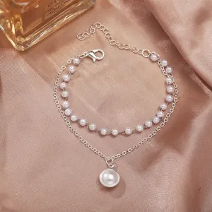 European And American Retro Ins Simple Double-layer Pearl Bracelet