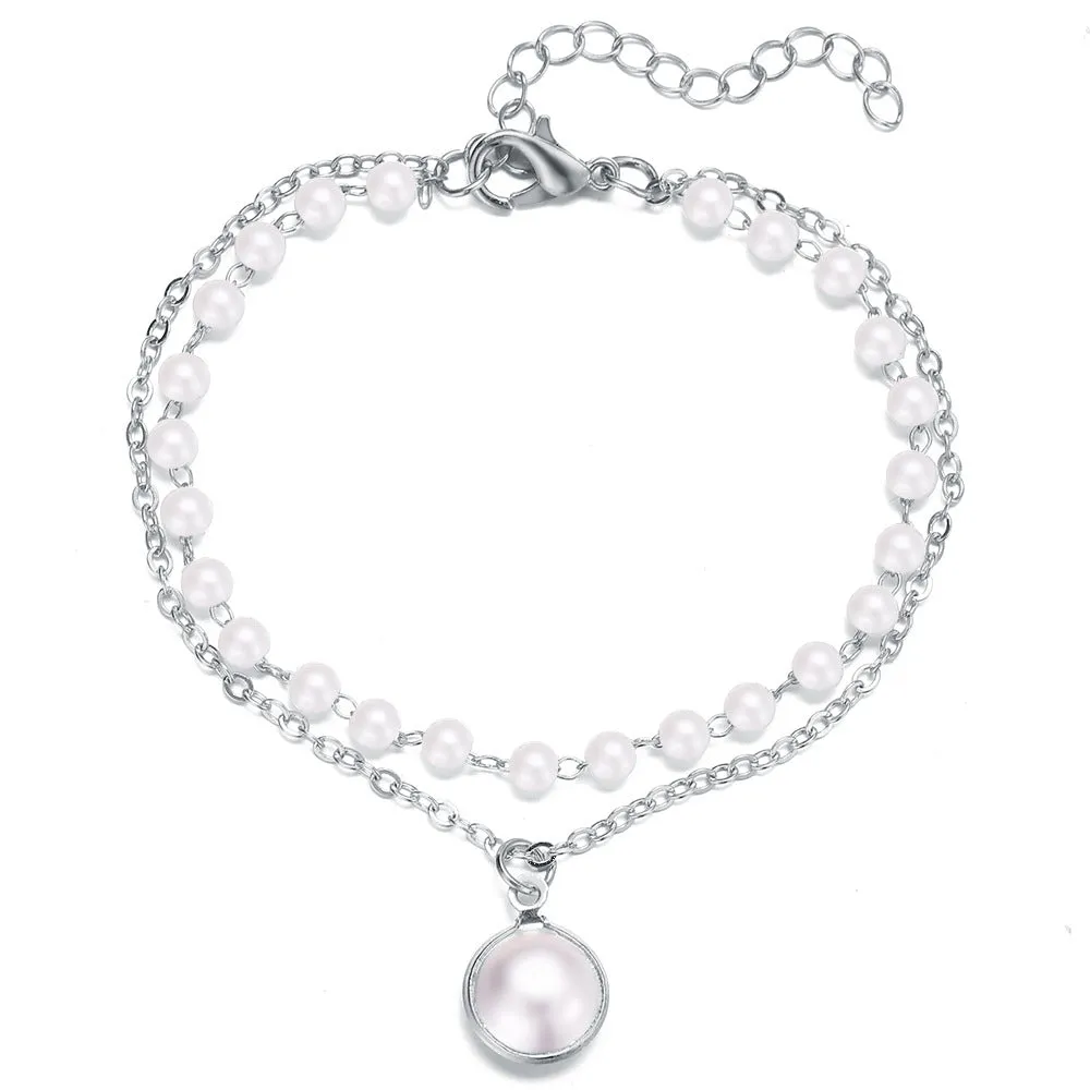 European And American Retro Ins Simple Double-layer Pearl Bracelet