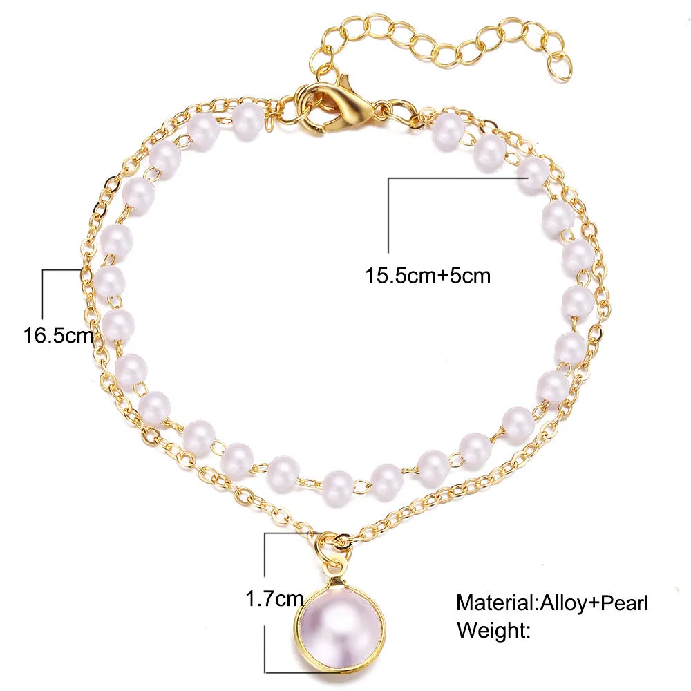 European And American Retro Ins Simple Double-layer Pearl Bracelet