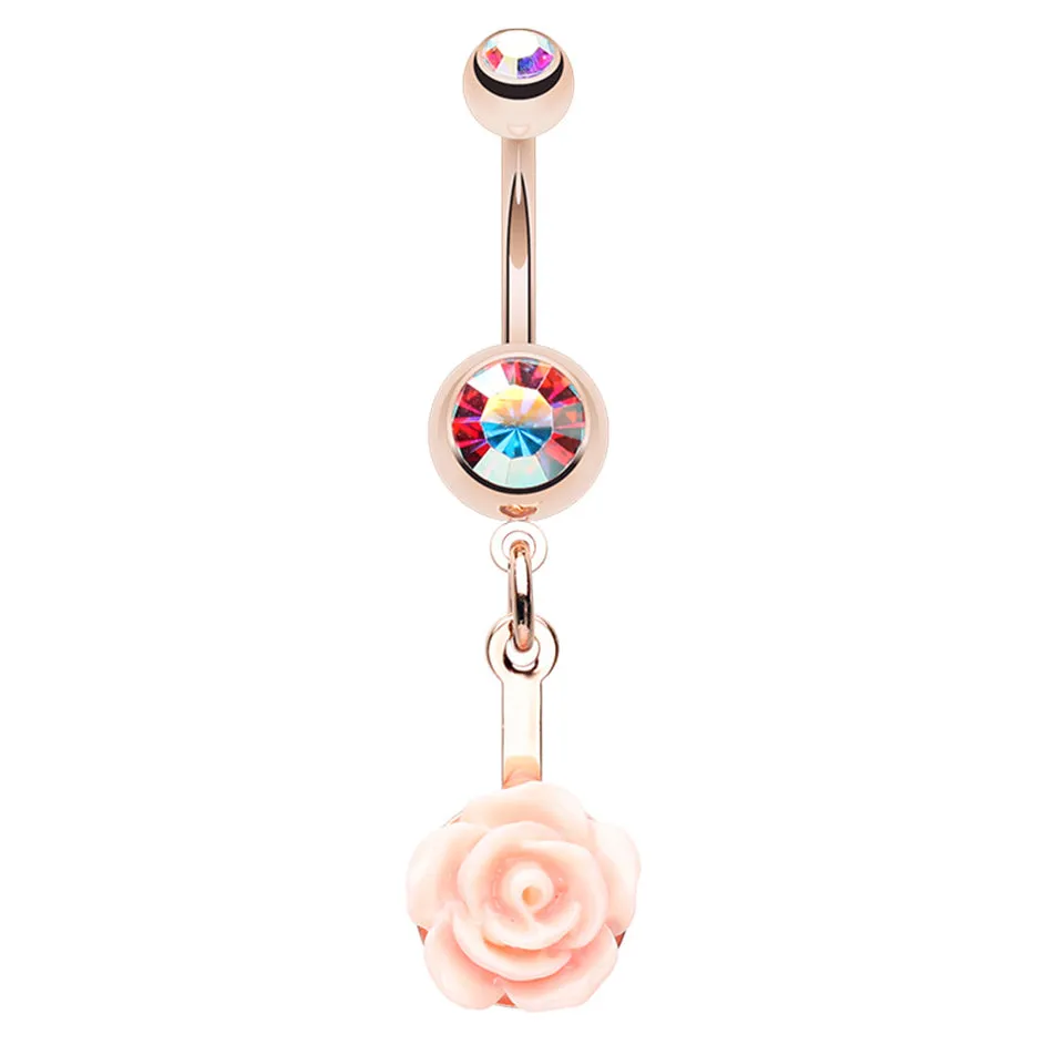 Everythings Peachy Rose Belly Dangle