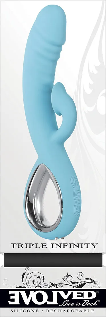 Evolved Triple Infinity Vibrator W- Suction Blue