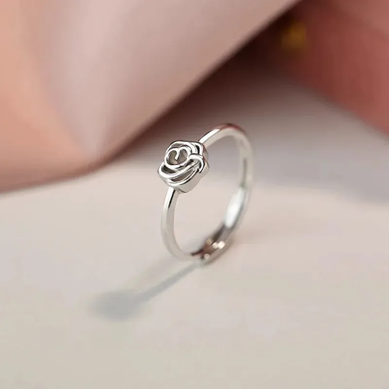 Fashion Flower Rose New Silver Ring