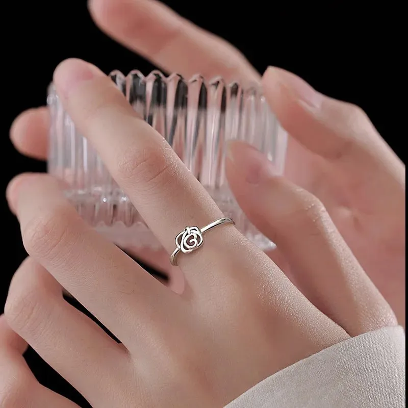 Fashion Flower Rose New Silver Ring