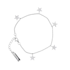 Five Silver Pavé Stars Bracelet