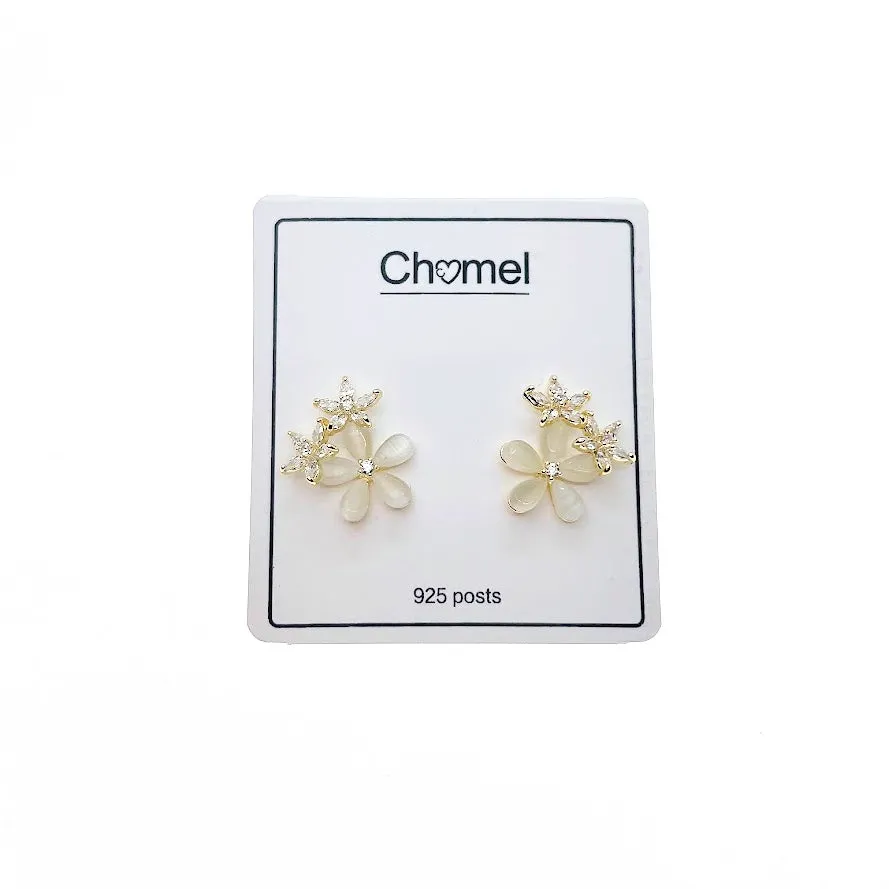 Flower Simulated Moonstone Earrings