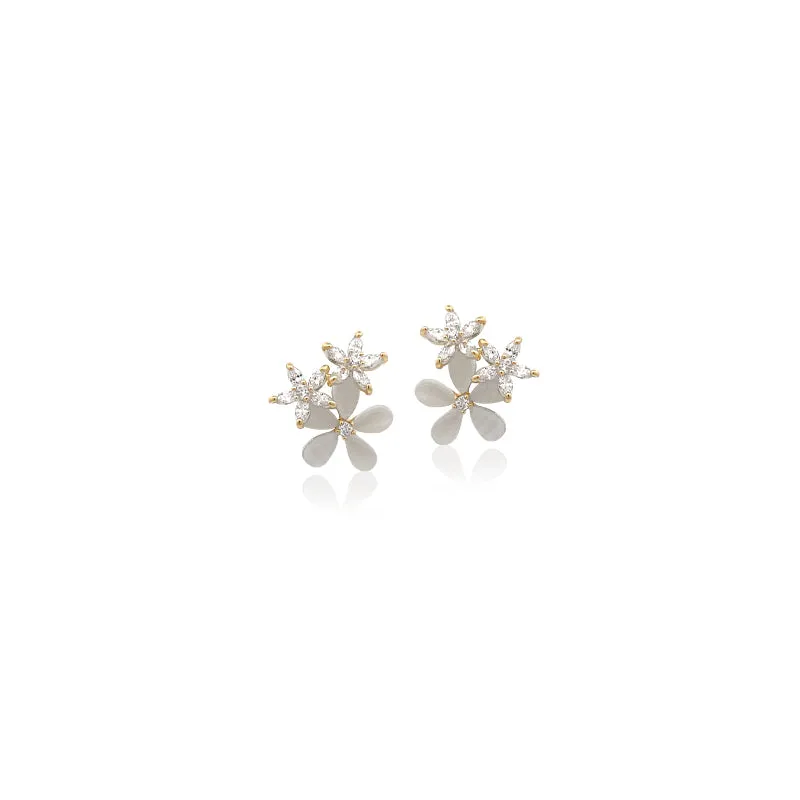 Flower Simulated Moonstone Earrings