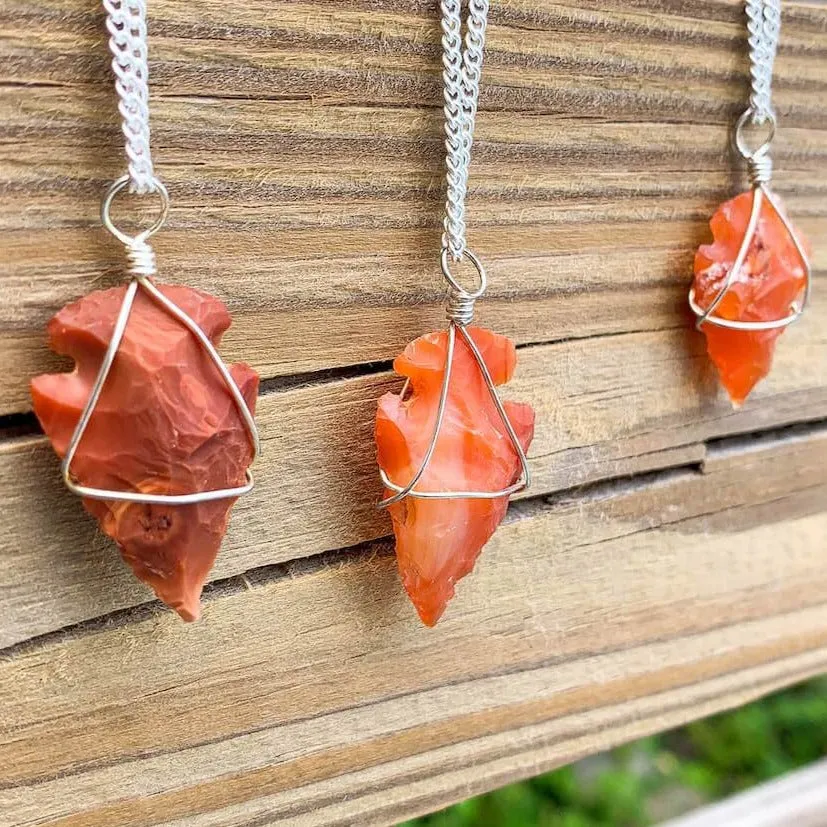 Gemstone Arrowhead Pendant Necklace