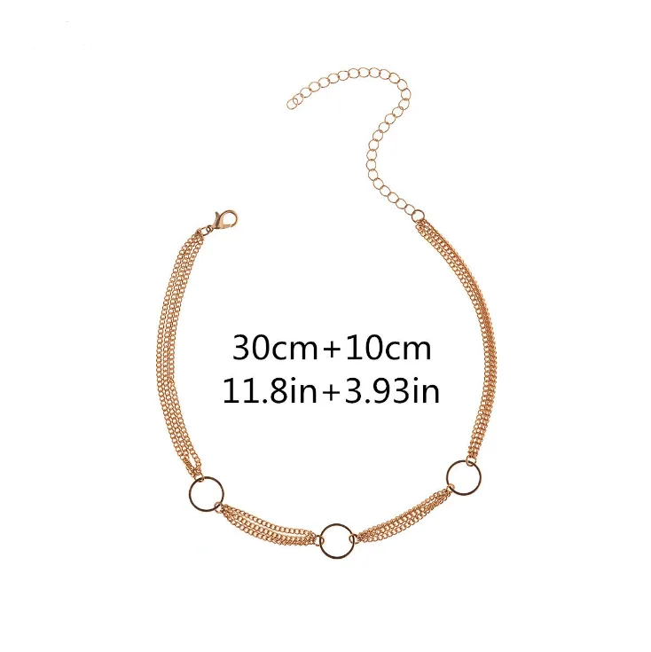 Geometric copper ring multi-layer clavicle necklace