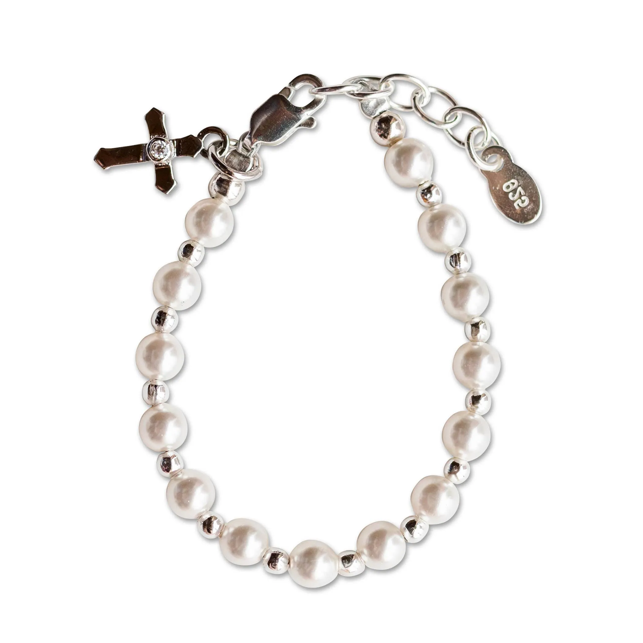 Girls Silver Baby Cross Bracelet Baptism & Communion Gift: Large 6-12 Years