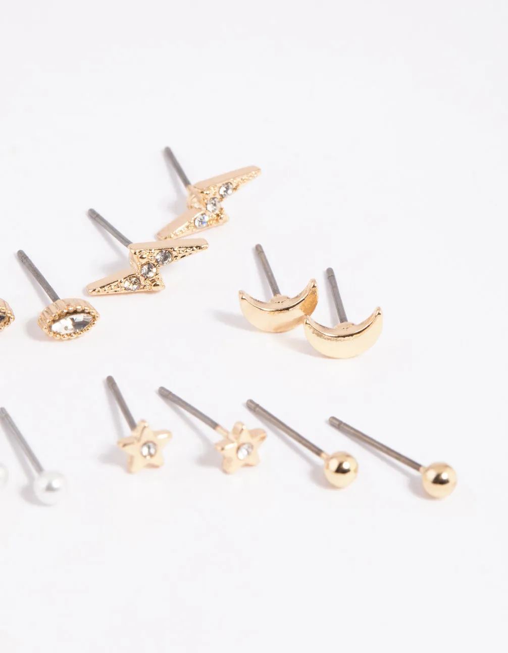 Gold Celestial Pearl Stud Earring 8-Pack