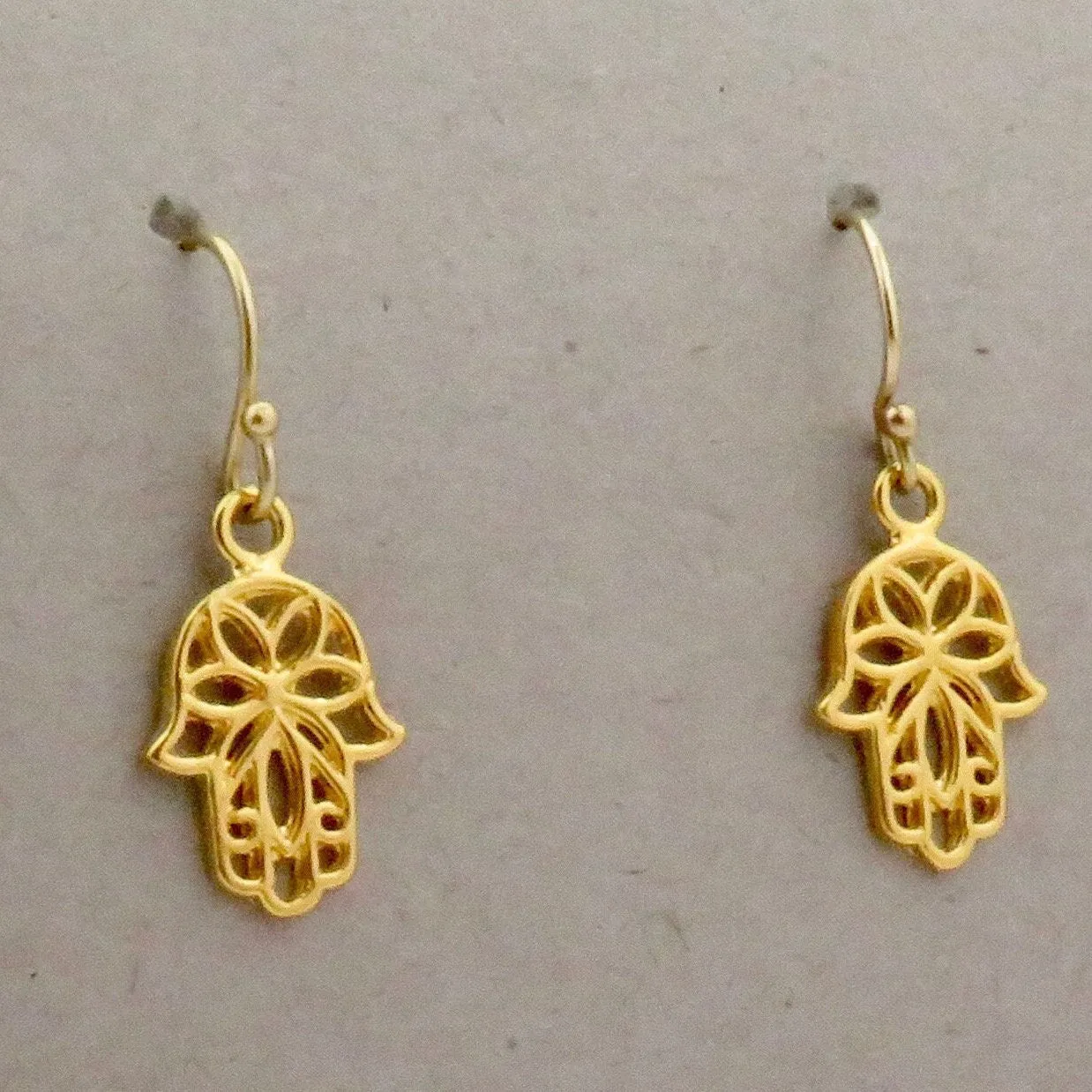 Gold Floral Hamsa Earrings