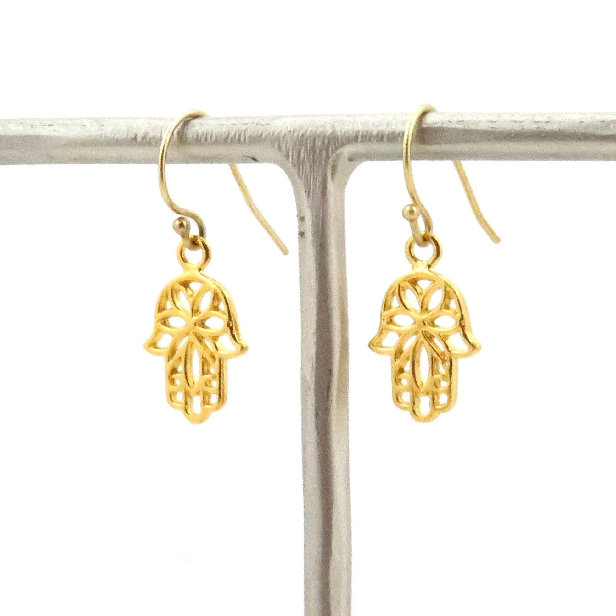 Gold Floral Hamsa Earrings