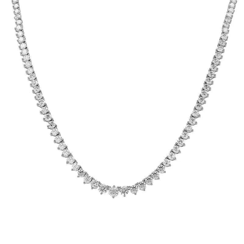 Halfway Graduated 3-Prong Diamond Tennis Necklace