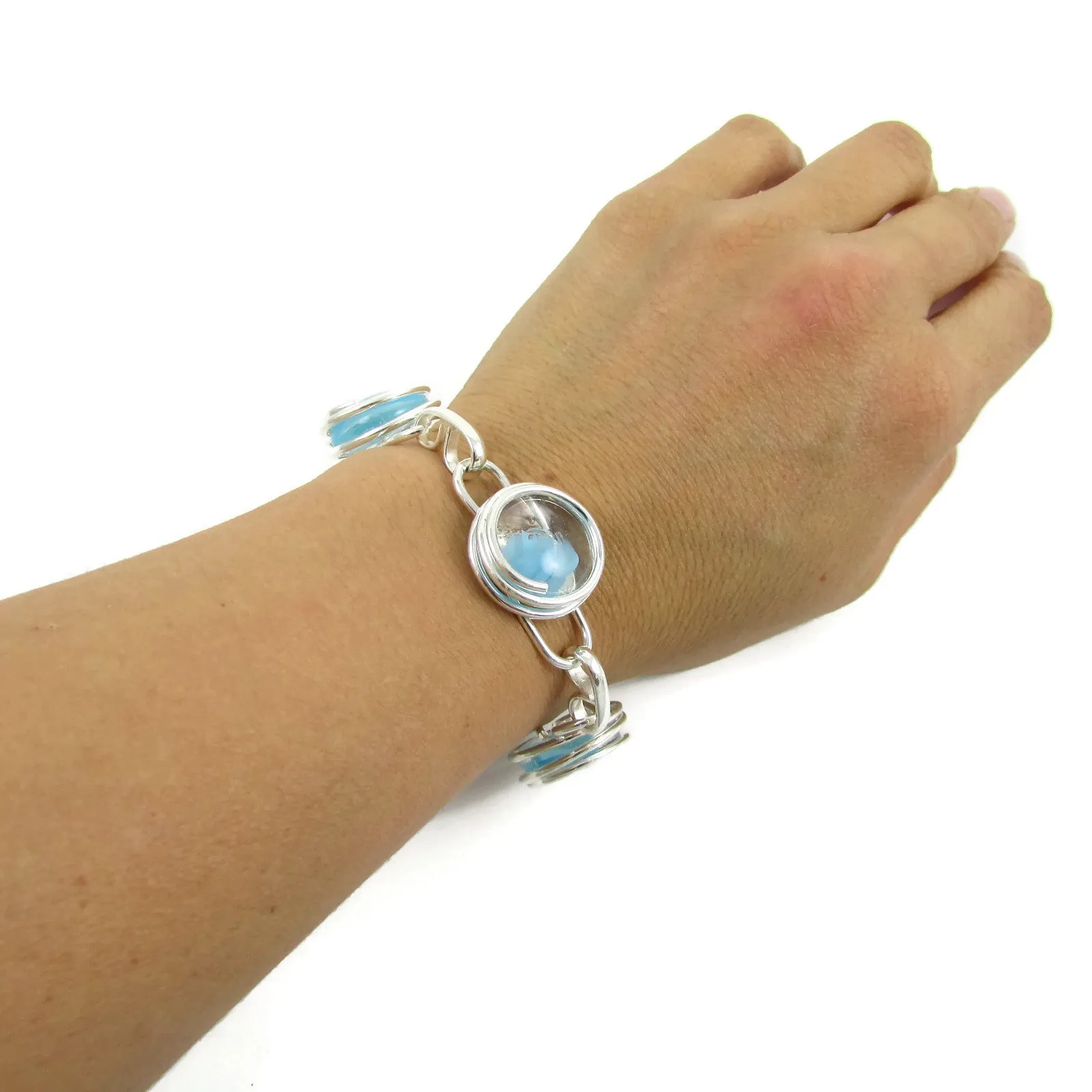 Infinity Bracelet - Sky Blue Stripe