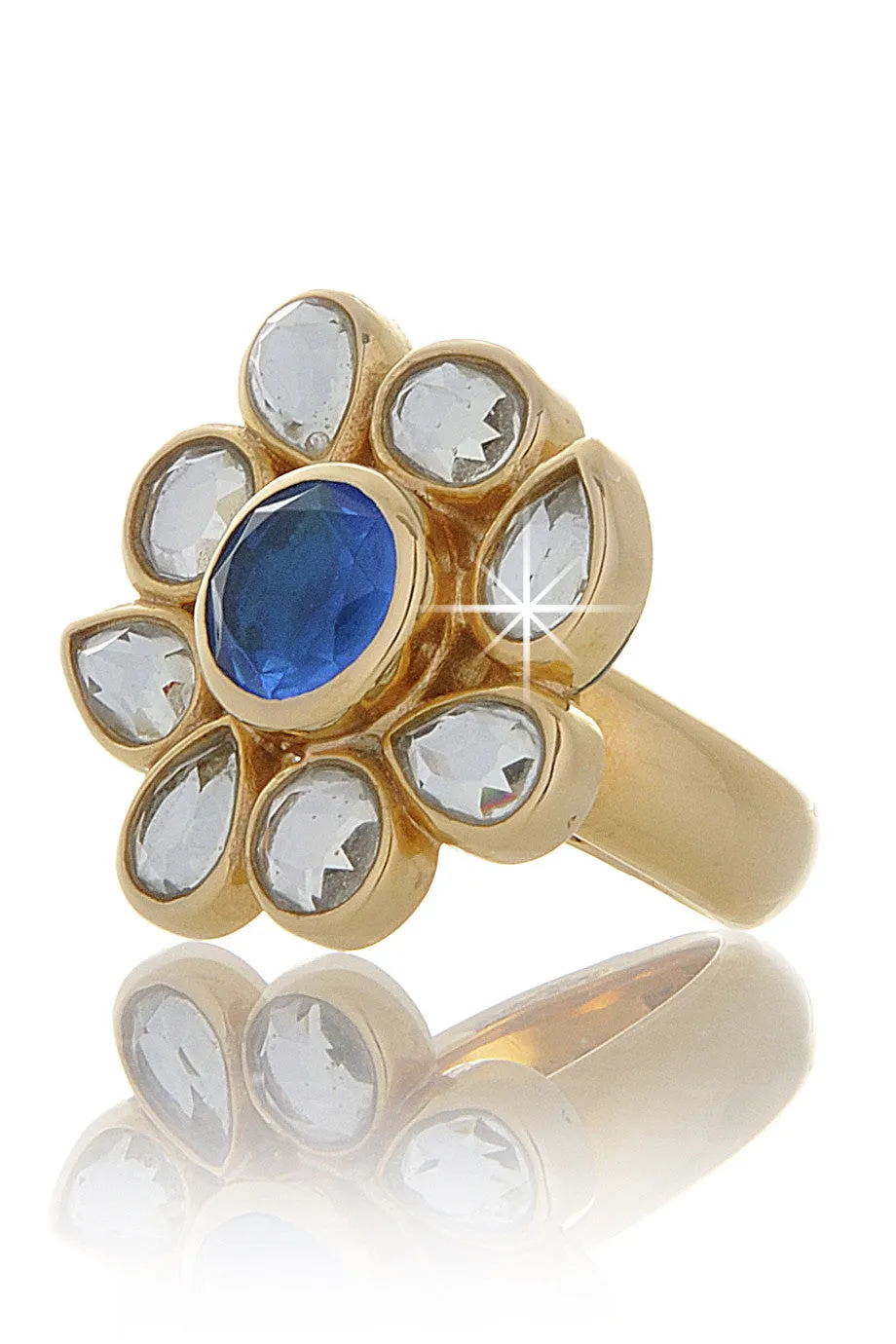 ISHARYA CRAZY Blue Flower Crystal Ring