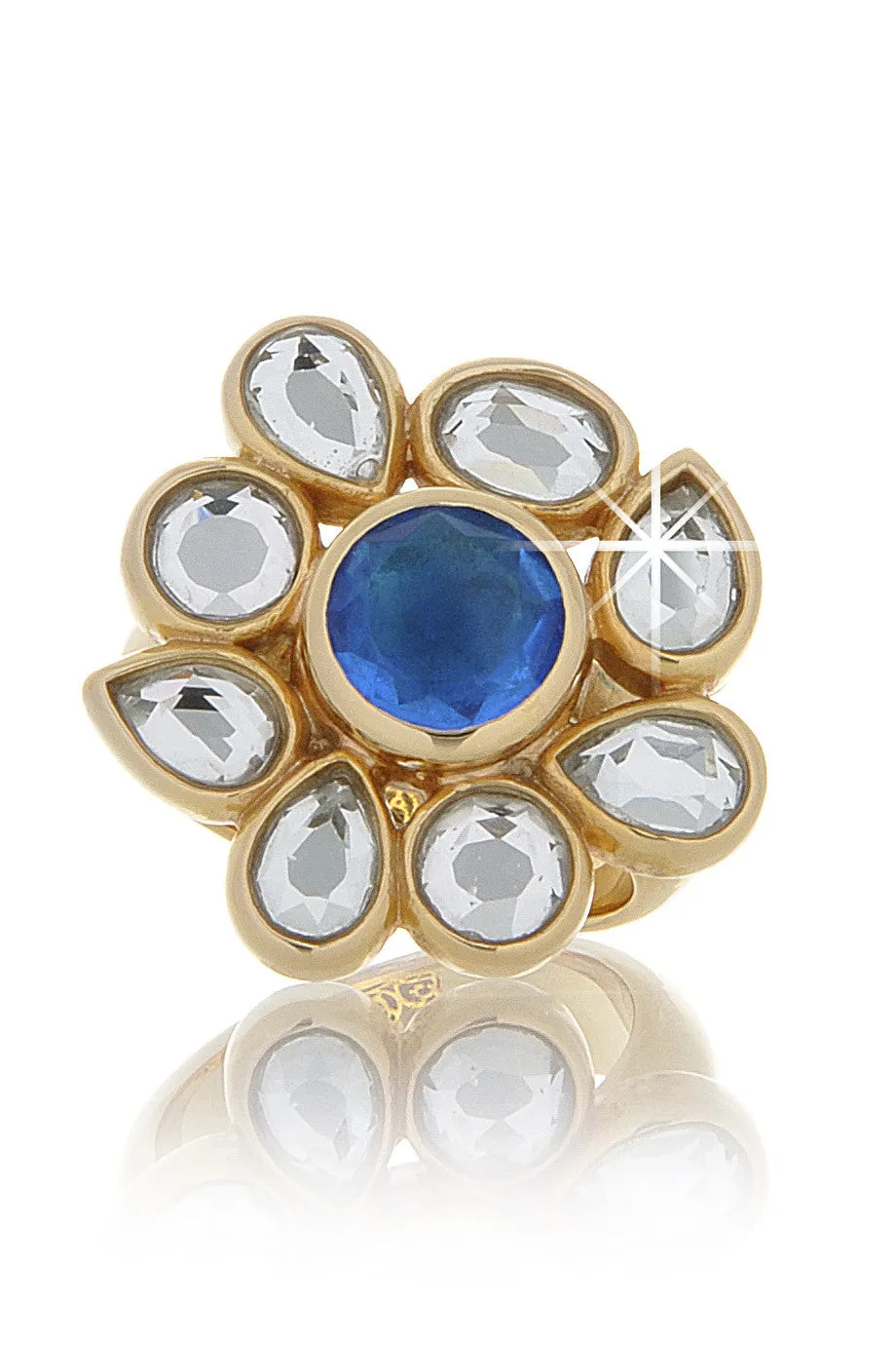 ISHARYA CRAZY Blue Flower Crystal Ring