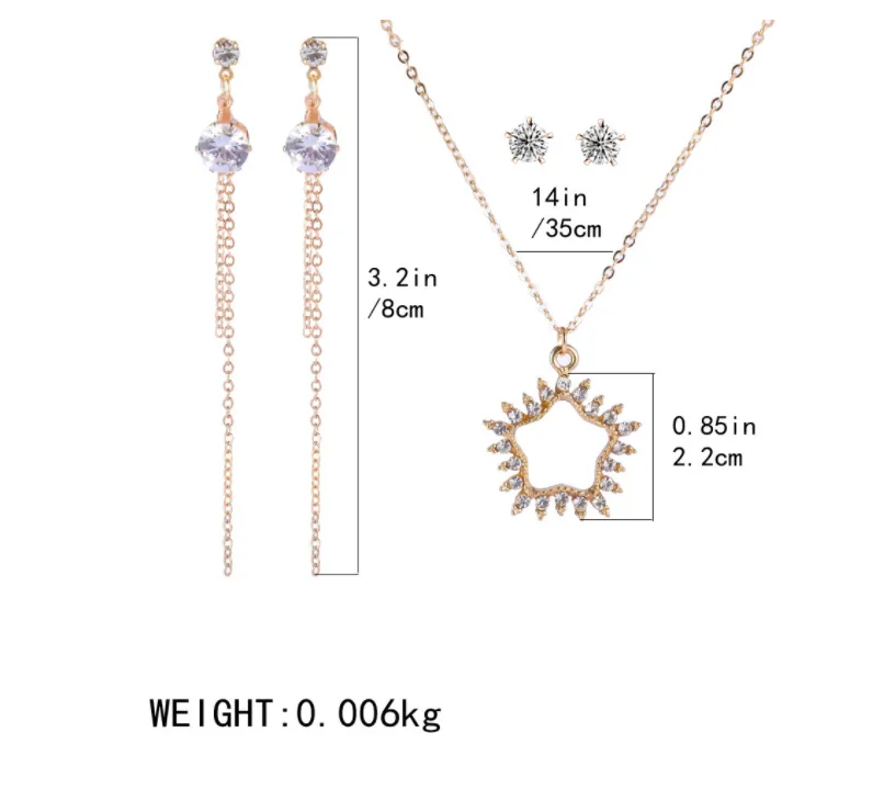 Japan And South Korea New Fashion Jewelry Alloy Necklace And Earrings Jewelry Set