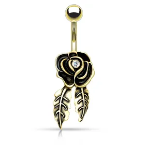 Kapua Vintage Cast Flower Belly Bar with Gold Plating