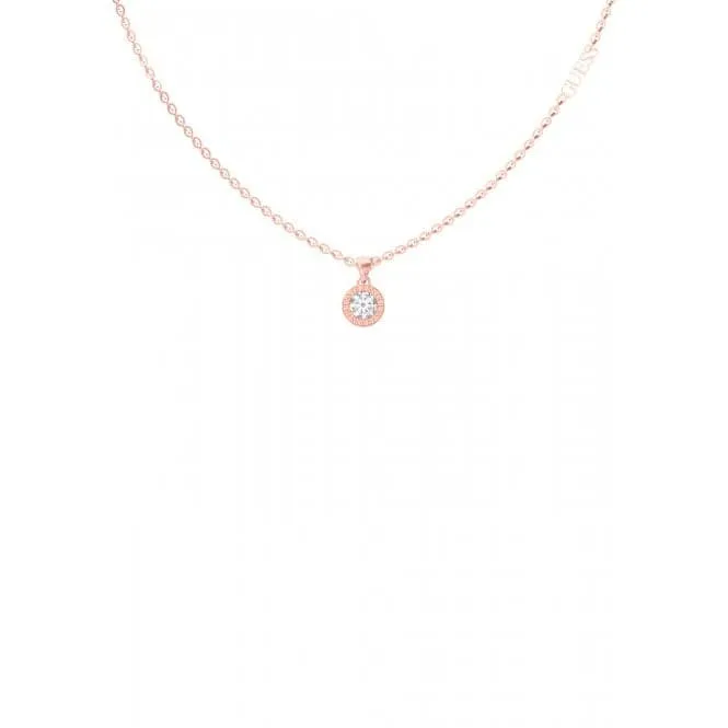 Ladies Rose Gold Plated 16-18" Clear Crystal Charm Necklace UBN02245RG