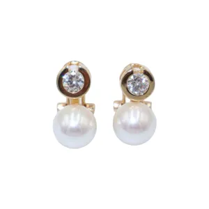 MADRE PERLA CRYSTAL PEARL CLIP EARRINGS