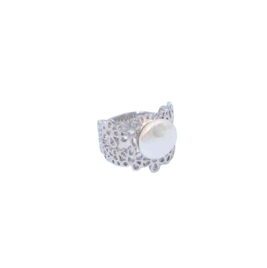 MADRE PERLA FLOWER BAND RING WITH PEARL