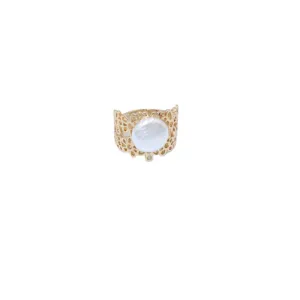 MADRE PERLA FLOWER BAND RING WITH PEARL