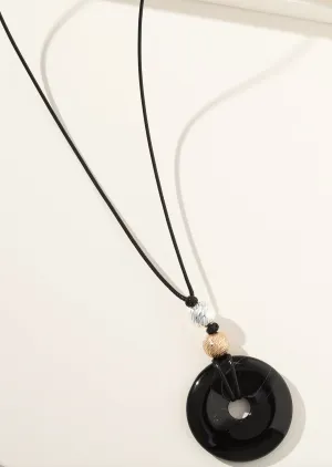 Merx - Black Open Circle Drop Pendant Necklace