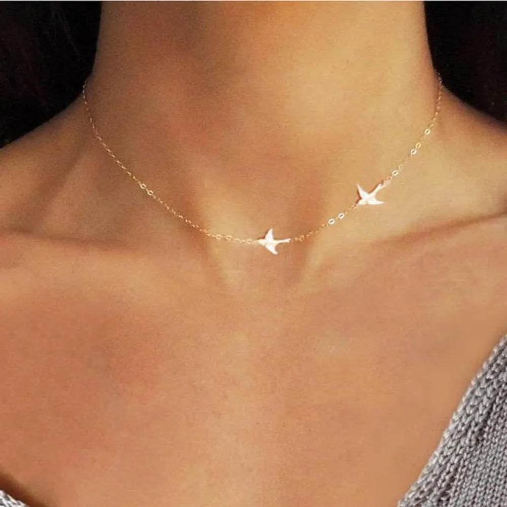 Metal Peace Dove Short Women's Clavicle Necklace