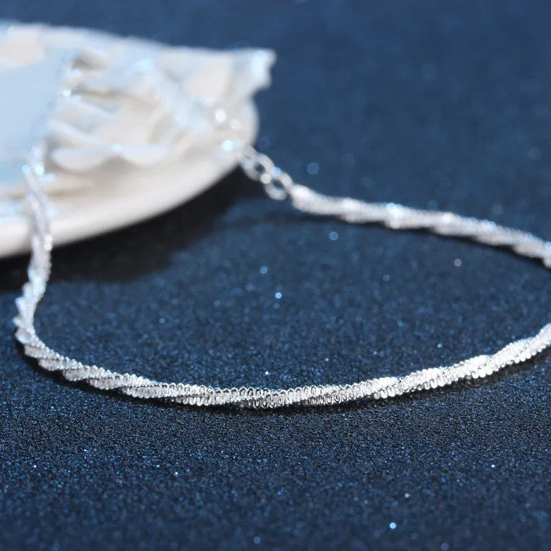 Minimalist Silver Plated Snake Bone Chain Bracelet