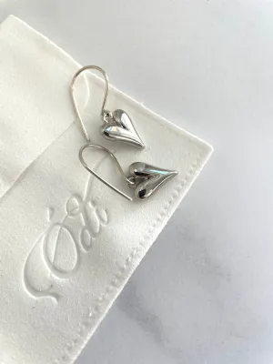 Modern Hearts- Earrings  in Silver- small version