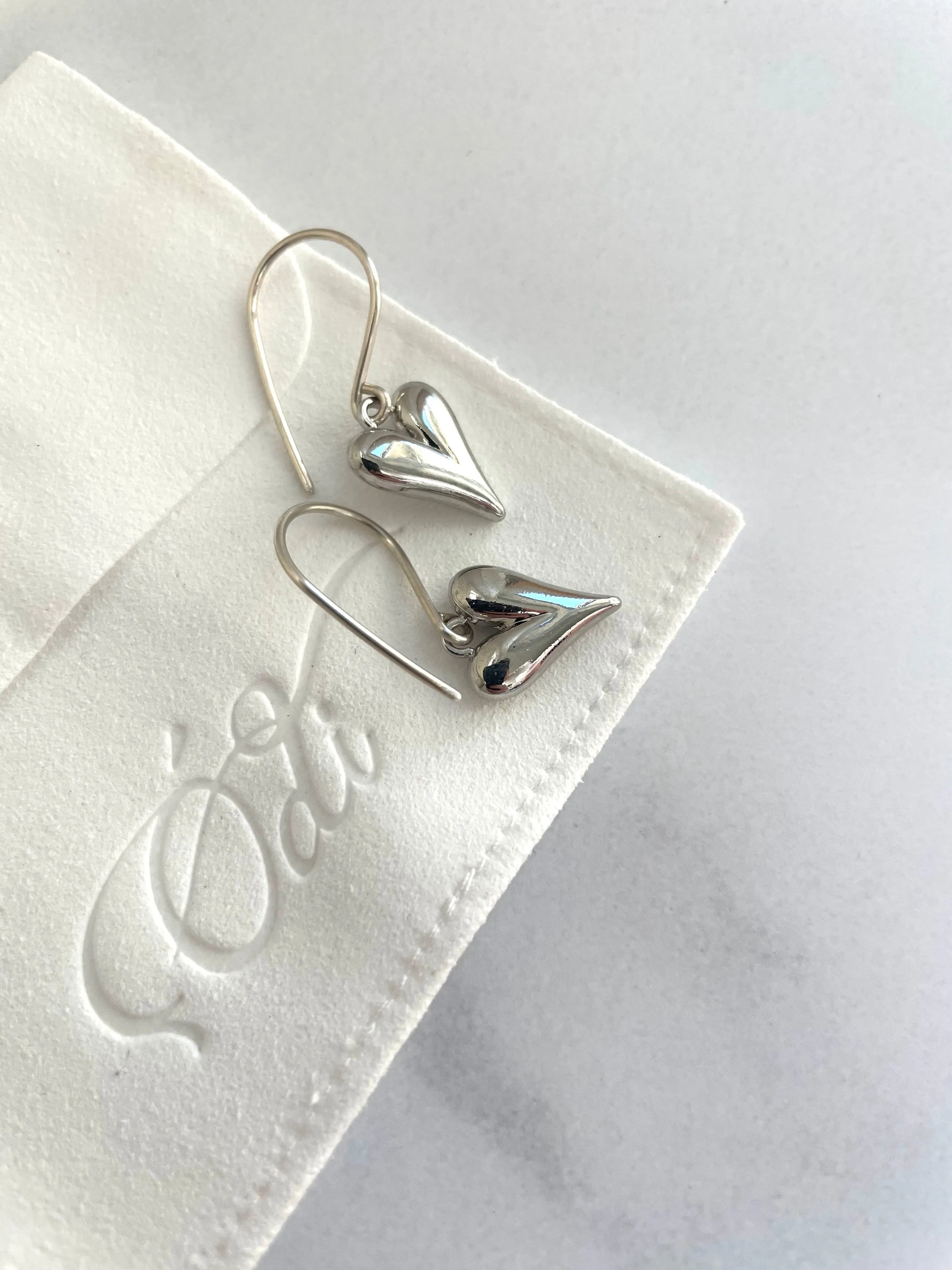 Modern Hearts- Earrings  in Silver- small version