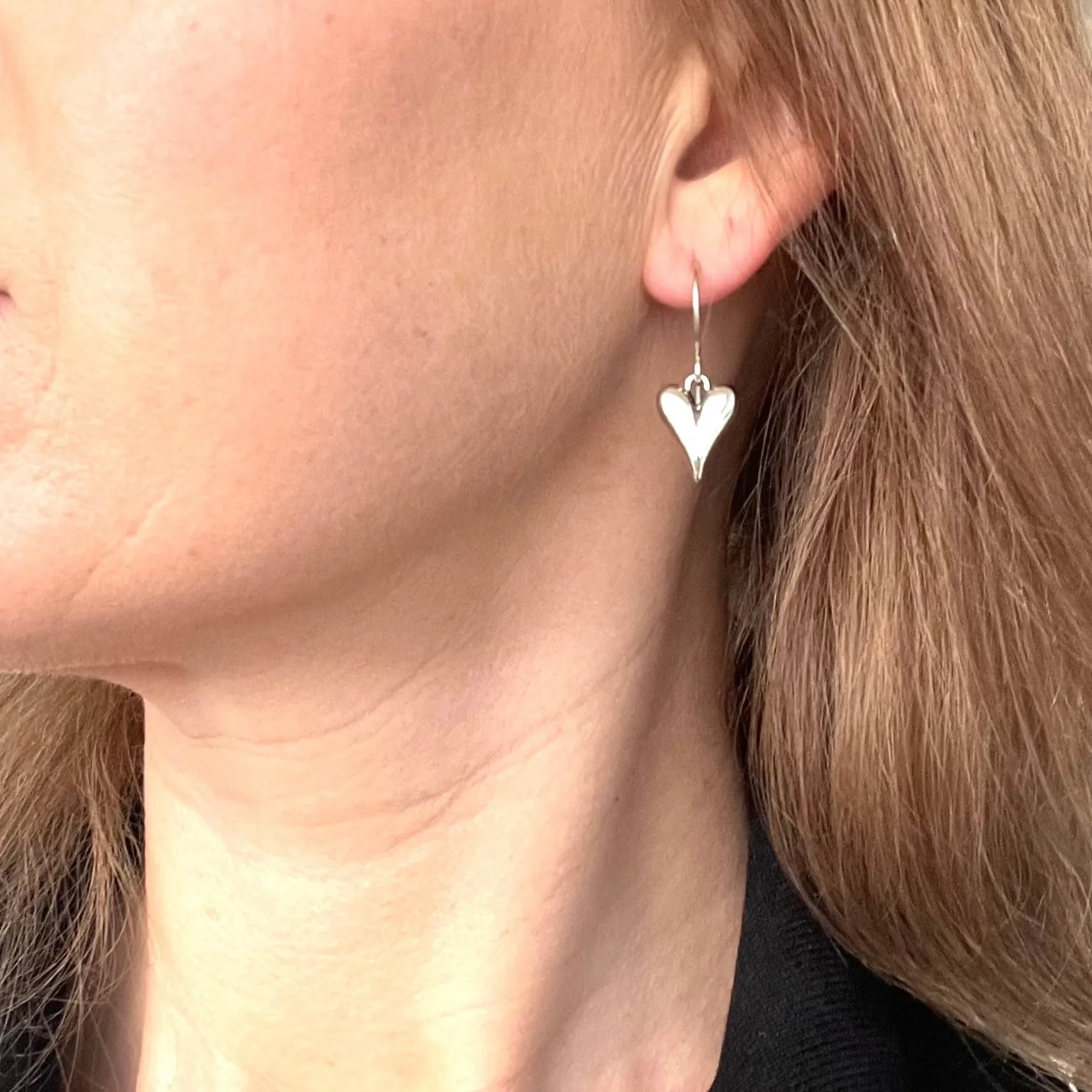 Modern Hearts- Earrings  in Silver- small version