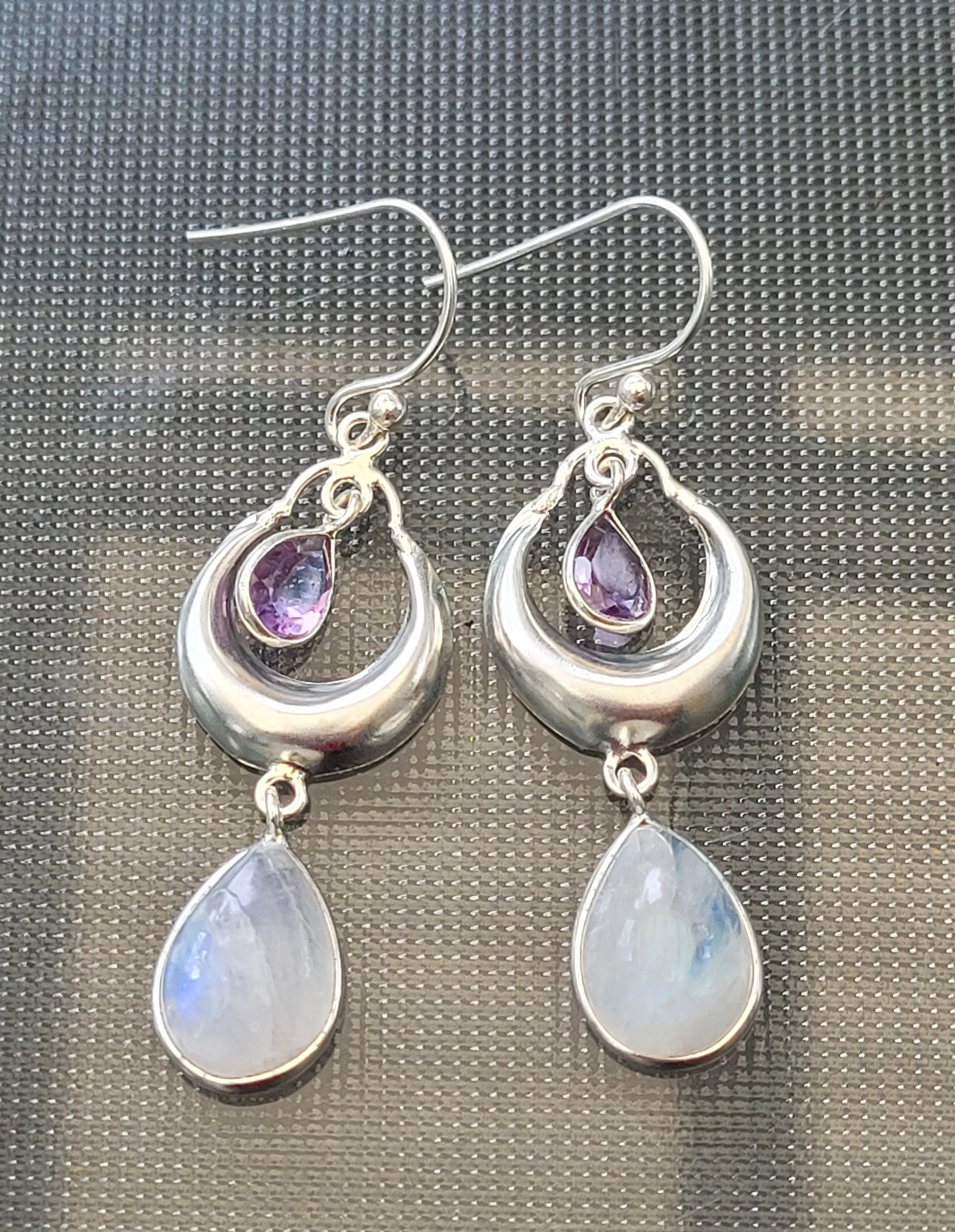 Moonstone Earrings, Amethyst Stone Earrings, 925 Sterling Silver Earrings, Gemstone Dainty Earrings, White stone Earrings, Long Earrings