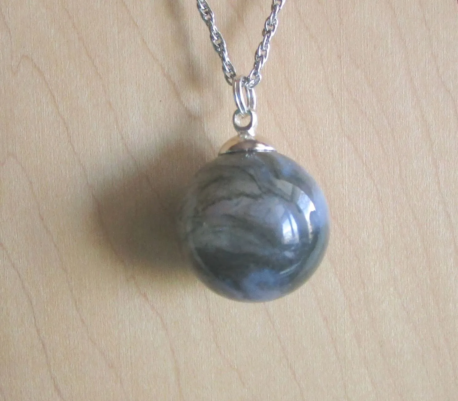 Moss Agate Natural Gemstone Crystal Ball Pendant Necklace