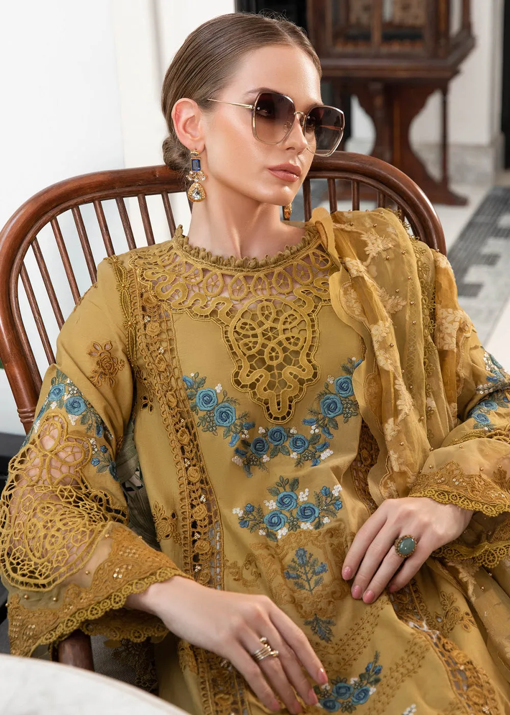 Mustard Embroidered Suit - Maria B Lawn Eid Collection 2023 - EL-23-06