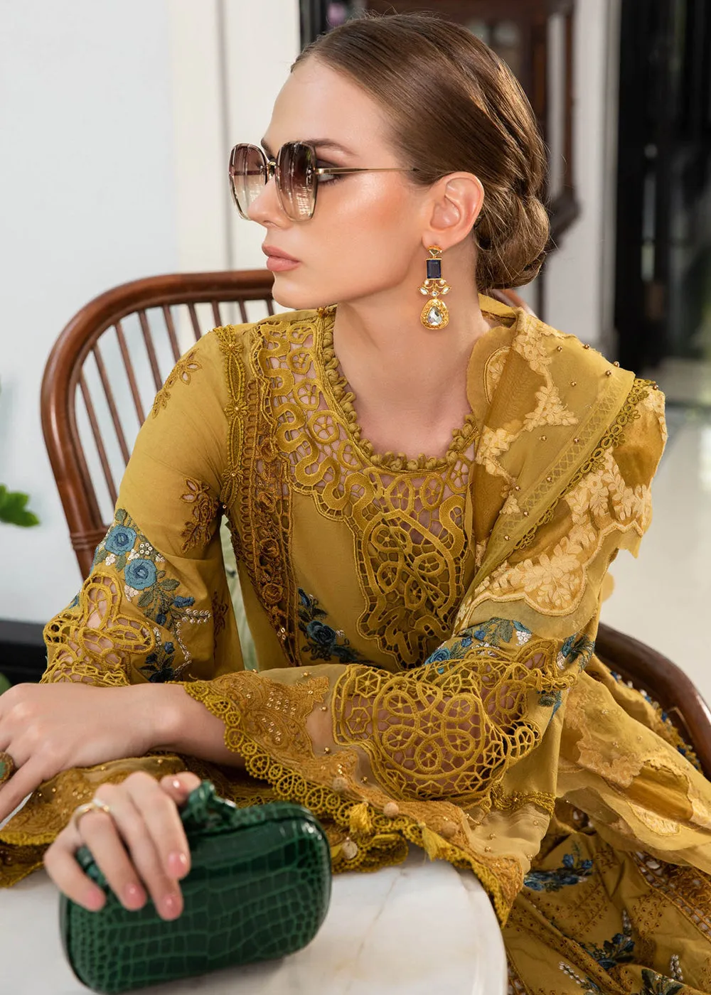 Mustard Embroidered Suit - Maria B Lawn Eid Collection 2023 - EL-23-06