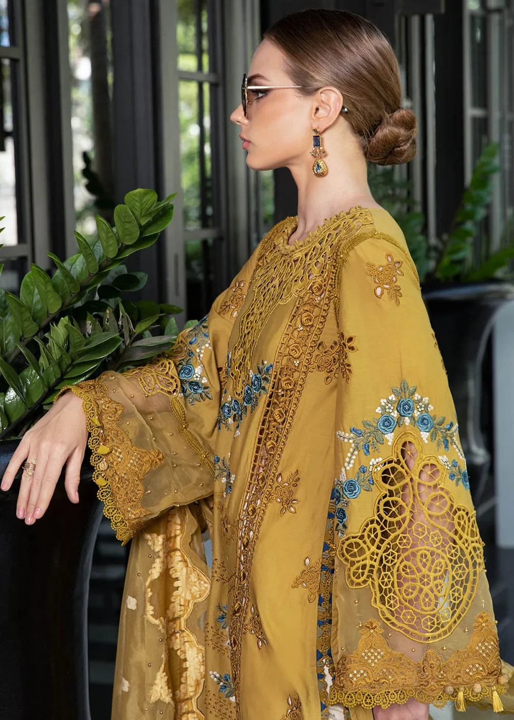 Mustard Embroidered Suit - Maria B Lawn Eid Collection 2023 - EL-23-06