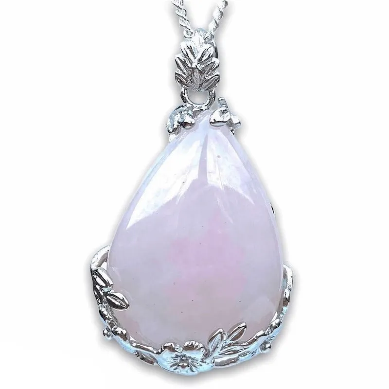 Natural Crystal Tear Drop Flower Necklace