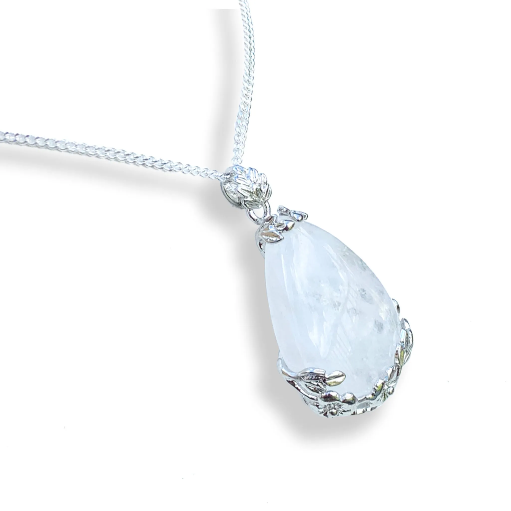 Natural Crystal Tear Drop Flower Necklace