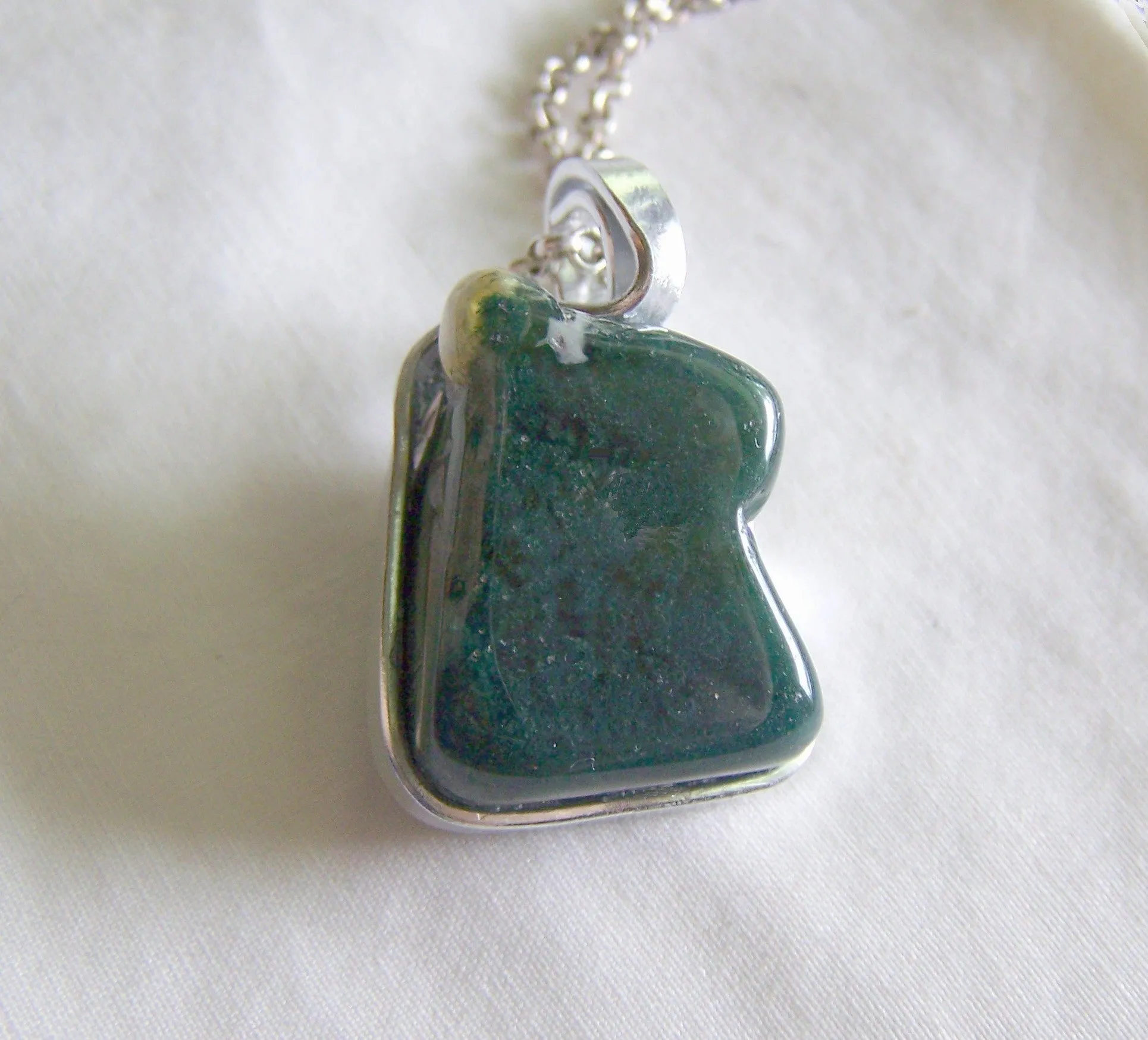 Natural Moss Agate Wire Wrapped Polished Gemstone Pendant