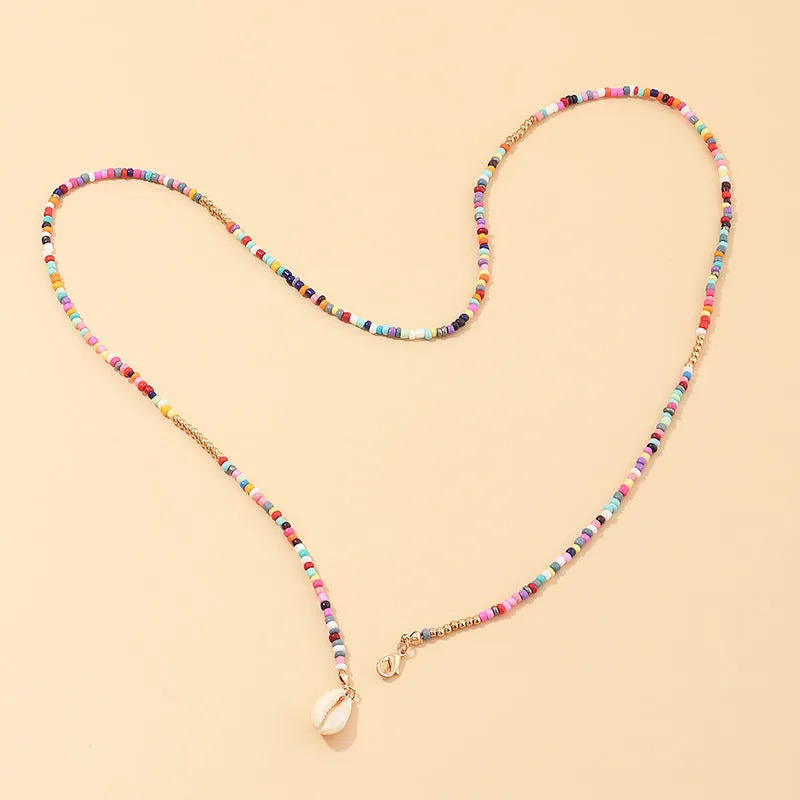 NZ1862 Cross-border European And American Jewelry Wholesale Bohemian Color Rice Bead Necklace Colorful Shell Necklace