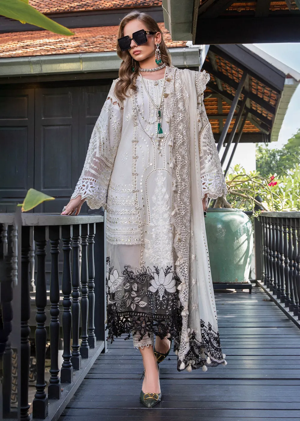 Off White Embroidered Suit - Maria B Lawn Eid Collection 2023 - EL-23-02