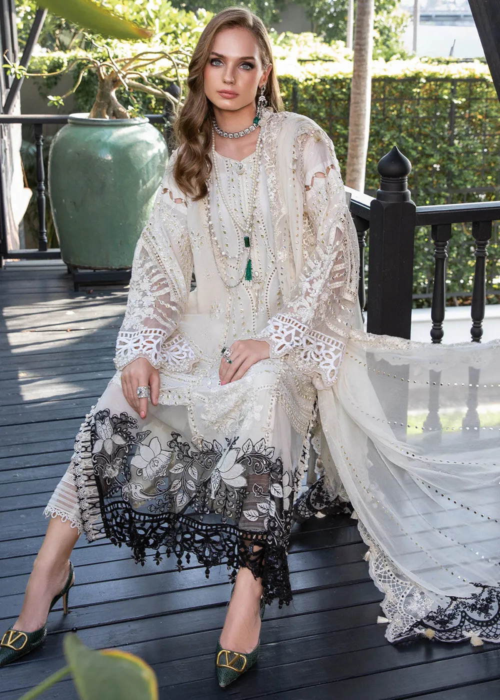 Off White Embroidered Suit - Maria B Lawn Eid Collection 2023 - EL-23-02