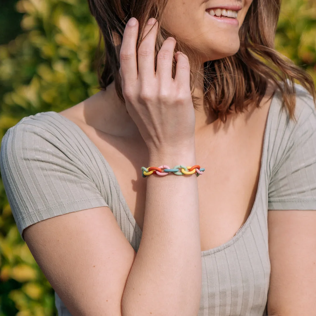 Pastel Rainbow Silver Bracelet