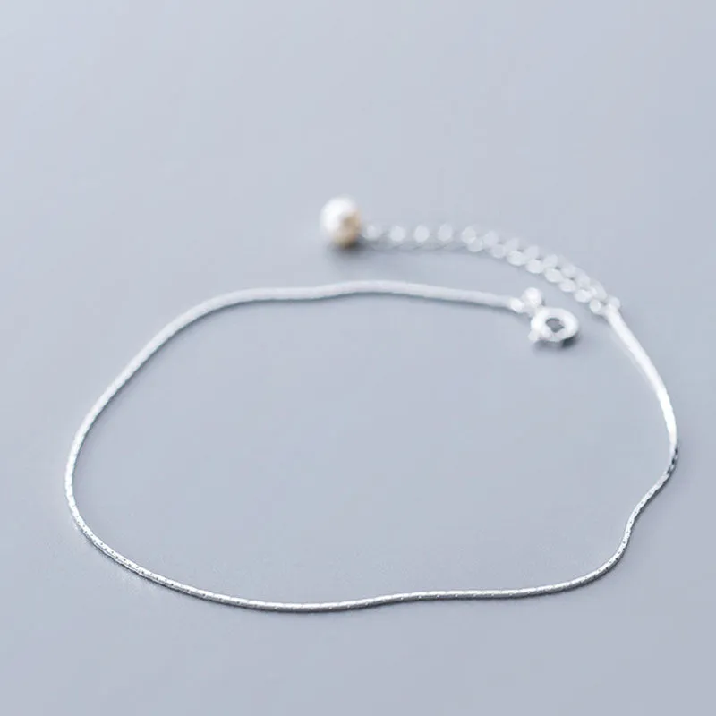 Pearl & Silver Snake Bone Chain Anklet